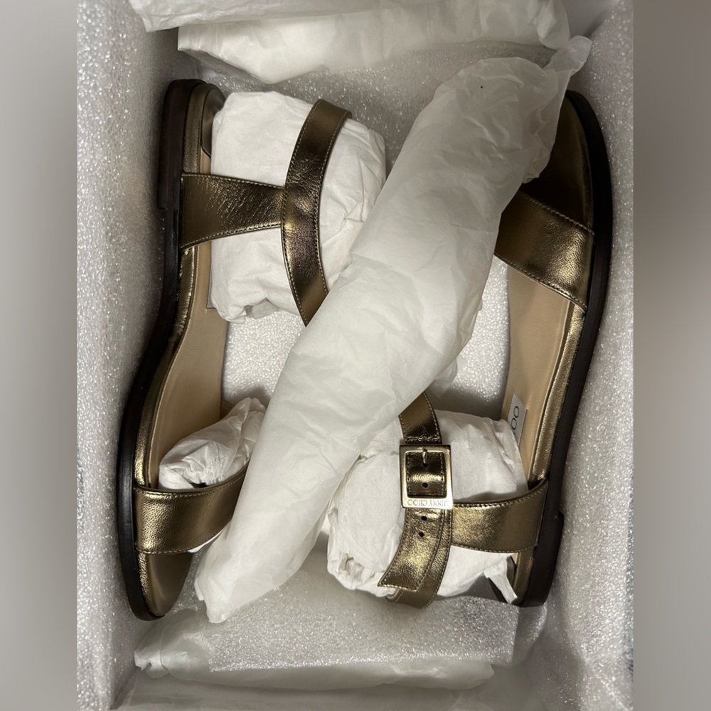 Jimmy Choo metallic flat sandal
